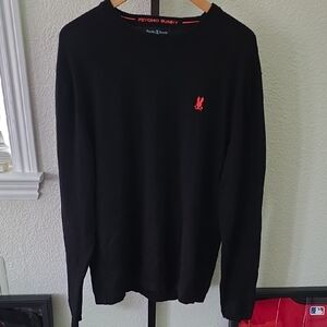 Psycho Bunny Black Crewneck Sweater with Red Logo